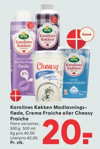 SPAR Karolines Køkken Madlavningsfløde, Creme Fraiche eller Cheasy Fraiche tilbud