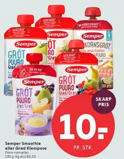 SPAR Semper Smoothie / Gröt (klempose) tilbud