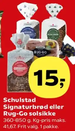 Kvickly Schulstad Signaturbrød eller Rug-Go solsikke tilbud