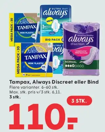 SPAR Tampax, Always Discreet eller Bind tilbud