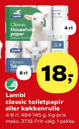 Kvickly Lambi Classic toiletpapir eller kjøkkenrulle tilbud