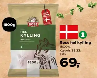 Kvickly Rose hel kylling tilbud