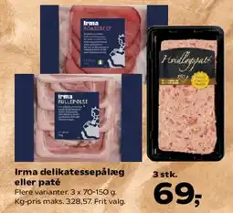 Kvickly Irma delikatessepålæg eller paté tilbud