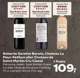 Kvickly Roberto Sarotto Barolo / Chateau La Fleur Peilhan / Chateau de Saint-Martin Cru Classé tilbud