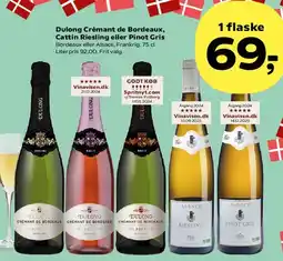 Kvickly Dulong Crémant de Bordeaux, Cattin Riesling eller Pinot Gris tilbud