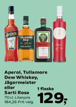 Kvickly Aperol, Tullamore Dew, Jägermeister eller Sarti Rosa tilbud