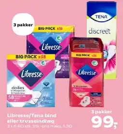 Kvickly Libresse/Tena bind eller trusseindlæg tilbud