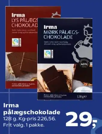 Kvickly Irma pålægschokolade tilbud
