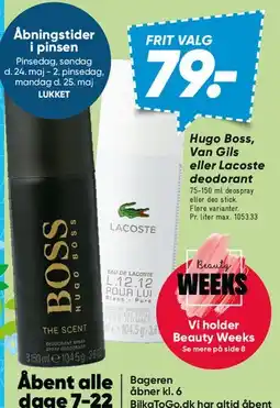 Bilka Deodorant - Hugo Boss, Van Gils eller Lacoste tilbud