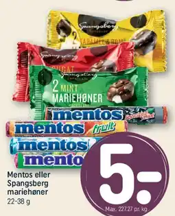 REMA 1000 Mentos / Spangsberg mariehøner tilbud