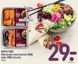 REMA 1000 Ribsteaks med korean BBQ eller BBQ chunks tilbud