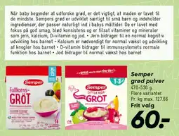 Bilka Semper grød / babygrød tilbud