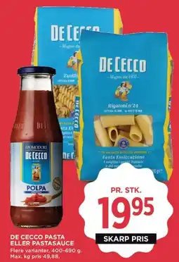 MENY De Cecco pasta eller pastasauce tilbud