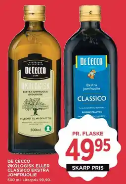 MENY De Cecco økologisk eller Classico ekstra jomfruolie tilbud