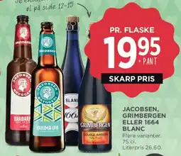 MENY Øl/flasker - Jacobsen, Grimbergen, 1664 Blanc m.fl. tilbud