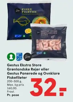 SPAR Gestus Ekstra Store Grønlandske Rejer eller Gestus Panerede og Ovnklare Fiskefileter tilbud