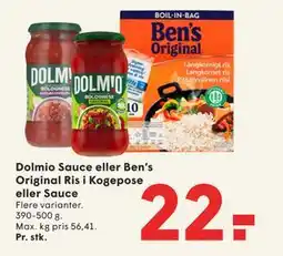 SPAR Dolmio Sauce eller Ben’s Original Ris i Kogepose eller Sauce tilbud
