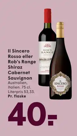 SPAR Il Sincero Rosso eller Rob’s Range Shiraz Cabernet Sauvignon tilbud