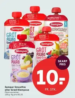 SPAR Semper Smoothie eller Grød Klempose tilbud