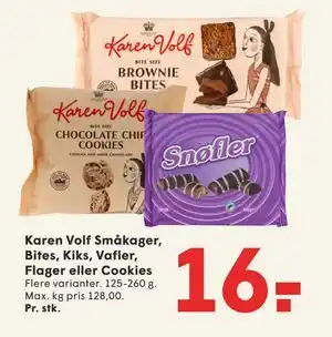 SPAR Karen Volf Småkager, Bites, Kiks, Vafler, Flager eller Cookies tilbud