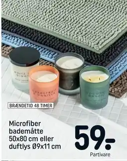 REMA 1000 Microfiber bademåtte 50x80 cm eller duftlys Ø9x11 cm tilbud