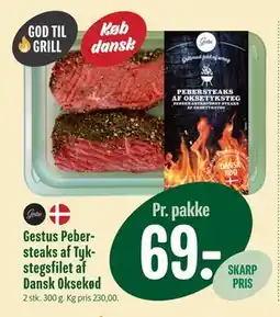 Min Købmand Gestus Pebersteaks af Tykstegsfilet af Dansk Oksekød tilbud