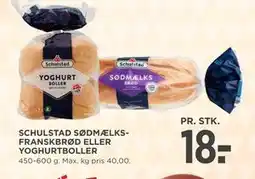 MENY SCHULSTAD SØDMÆLKSFRANSKBRØD ELLER YOGHURTBOLLER tilbud