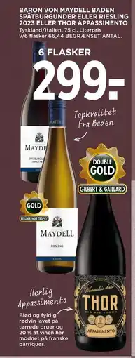 MENY BARON VON MAYDELL BADEN SPÄTBURGUNDER ELLER RIESLING 2023 ELLER THOR APPASSIMENTO tilbud