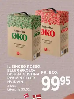 MENY IL SINCEO ROSSO ELLER ØKOLOGISK AUGUSTINA RØDVIN ELLER HVIDVIN tilbud