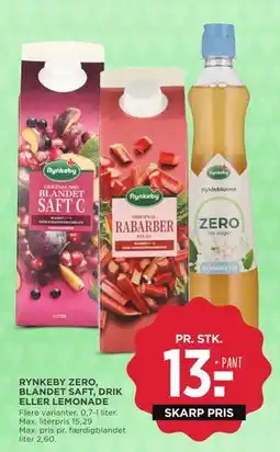 MENY RYNKEBY ZERO, BLANDET SAFT, DRIK ELLER LEMONADE tilbud