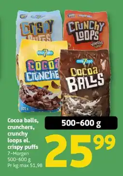 Løvbjerg Cocoa balls, crunchers, crunchy loops el. crispy puffs tilbud