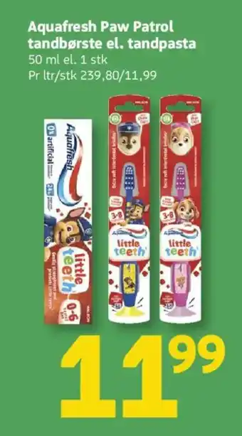Løvbjerg Aquafresh Paw Patrol tandbørste el. tandpasta tilbud