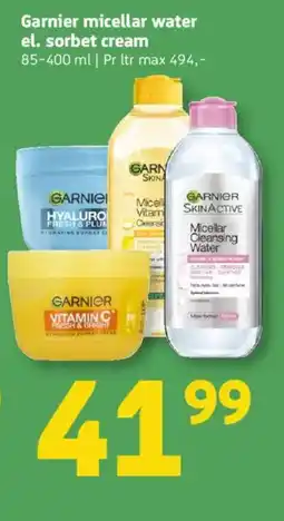 Løvbjerg Garnier micellar water el. sorbet cream tilbud