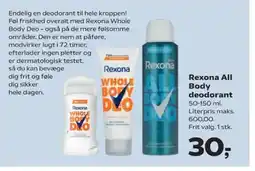 Kvickly Rexona All Body deodorant tilbud