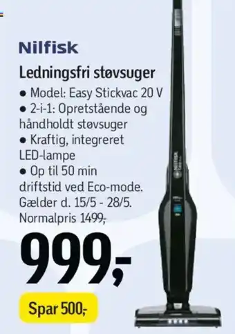 Føtex Nilfisk Ledningsfri støvsuger tilbud