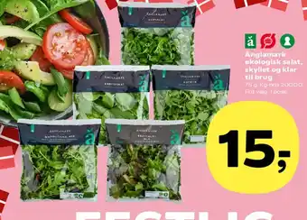 Kvickly Änglamark økologisk salat, skyllet og klar til brug tilbud