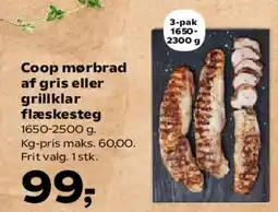Kvickly Coop morbrad af gris eller grillklar flæskesteg tilbud