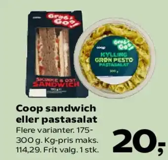 Kvickly Coop sandwich eller pastasalat tilbud