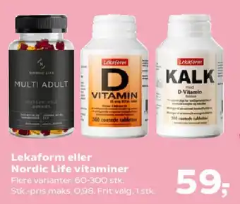 Kvickly Lekaform eller Nordic Life vitaminer tilbud