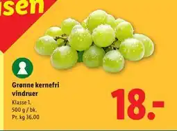 Lidl Grønne kernefri vindruer tilbud