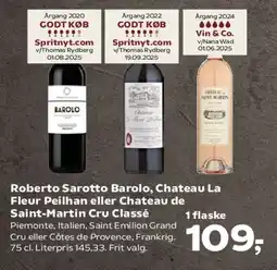SuperBrugsen Roberto Sarotto Barolo / Chateau La Fleur Pelhan / Chateau de Saint-Martin Cru Classé tilbud