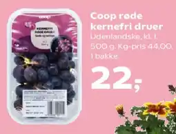Kvickly Coop røde kernefri druer tilbud