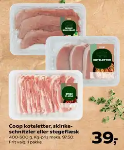 Kvickly Coop koteletter, skinkeschnitzler eller stegeflæsk tilbud