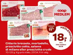 Kvickly Citterio bresaola, mortadella, prosciutto cotto, salame di Milano eller prosciutto crudo tilbud