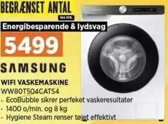 Power Samsung Wifi Vaskemaskine WW80T504CATS4 tilbud