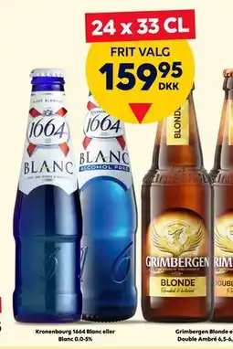 BorderShop Kronenbourg 1664 Blanc eller Blanc 0.0-5% / Grimbergen Blonde eller Double Ambré 6,5-6,7% tilbud