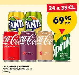 BorderShop Coca-Cola Cherry eller Vanilla. Sprite eller Fanta, Exotic, Lemon tilbud