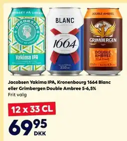 BorderShop Jacobsen Yakima IPA, Kronenbourg 1664 Blanc eller Grimbergen Double Ambree 5-6,5% tilbud