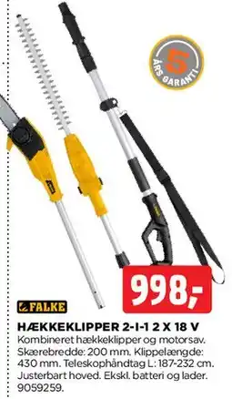 jem & fix HÆKKEKLIPPER 2-1 2 x 18 V tilbud