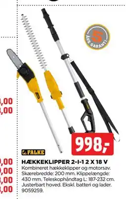 jem & fix HÆKKEKLIPPER 2-I-1 2 X 18 V tilbud